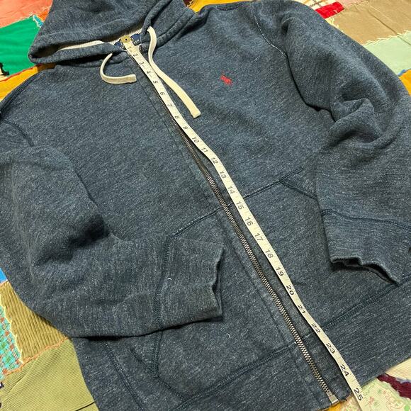 Polo Ralph Lauren Reverse Weave Ashy Navy Blue Full Zip Hoodie Medium - Picture 4 of 6